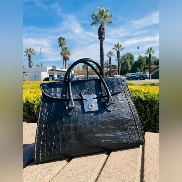 Rare Dooney & Bourke Croc Embossed Satchel MADE IN ITALY - Picture 4 of 14